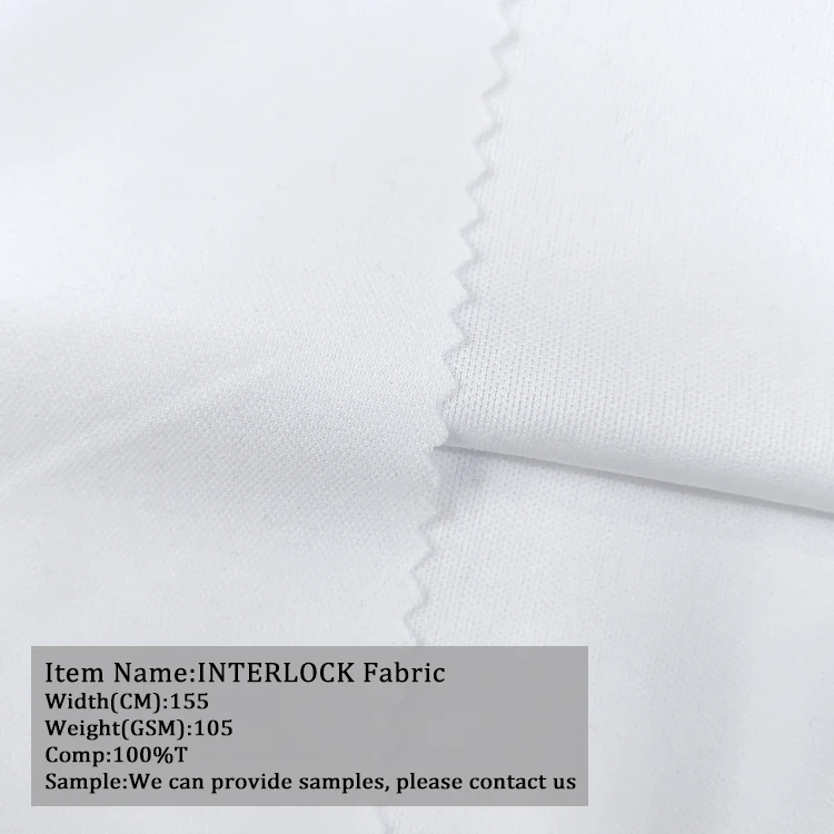 Hot sale fashion polyester knitted elastic breathable interlock fabric T-shirt