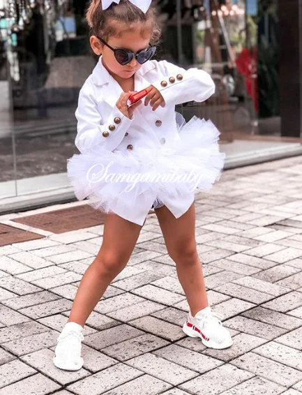 2019 Autumn New Brand 3-8 Years Girls Jacket Children Girl Gauze Skirt Coat Kids Girl Western Collar Trench Wind Dust Outerwear