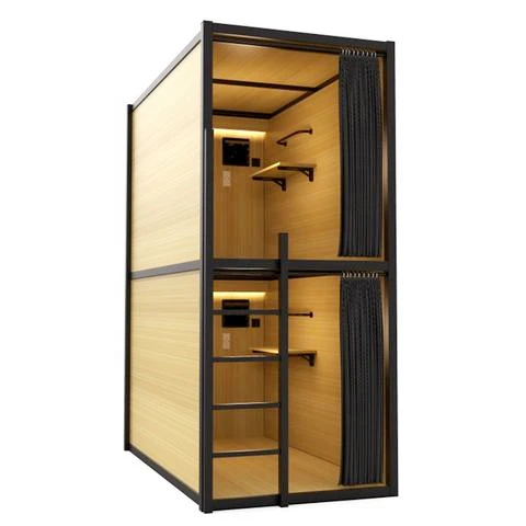 Modern Minimalist Style Iron Bunk Bed Space Capsule for Student Dormitory with Large Storage Space