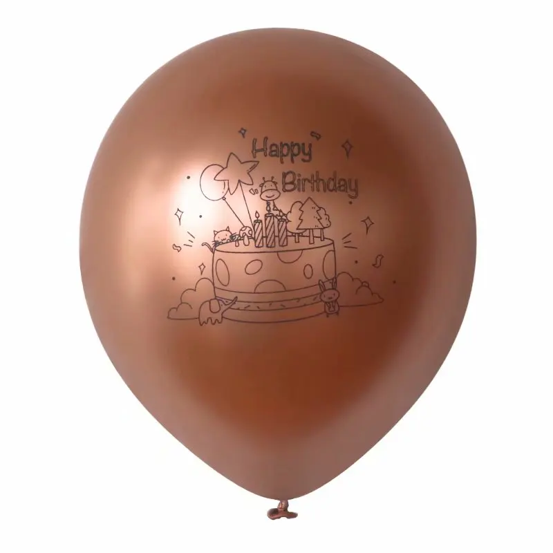12 inch metallic happy birthday printing latex balloon thick metal chrome balloons globos birthday party supplies decoration