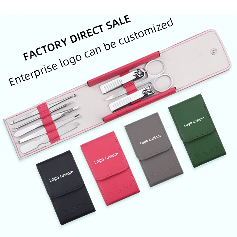 Custom logo convenience nail scissors set  8 pieces nail clipper nail file stainless steel beauty personal care manicure set