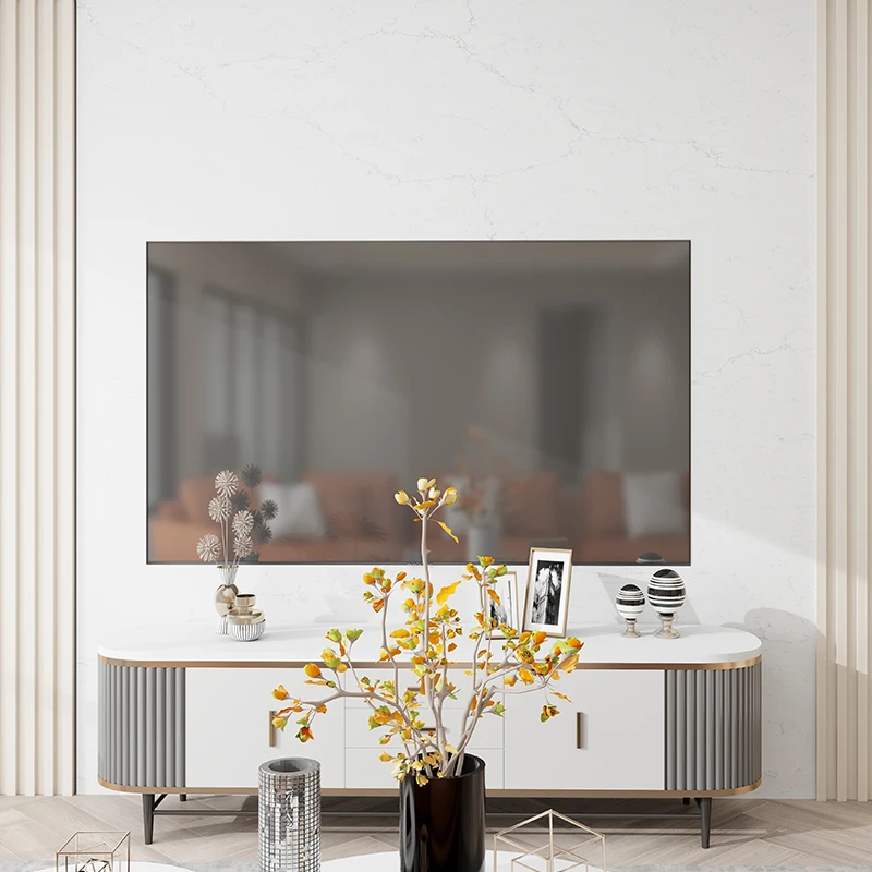 Calacatta Engineered Modern Quartz Stone Big Slabs White with Grey Vein Artificial Quartz Stone Slabs for Living Room Deco