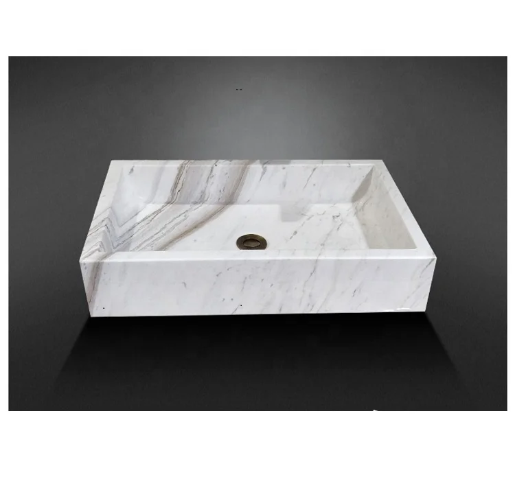 luxury modern white square marble sink volakas white stone bathroom sink toilet sink