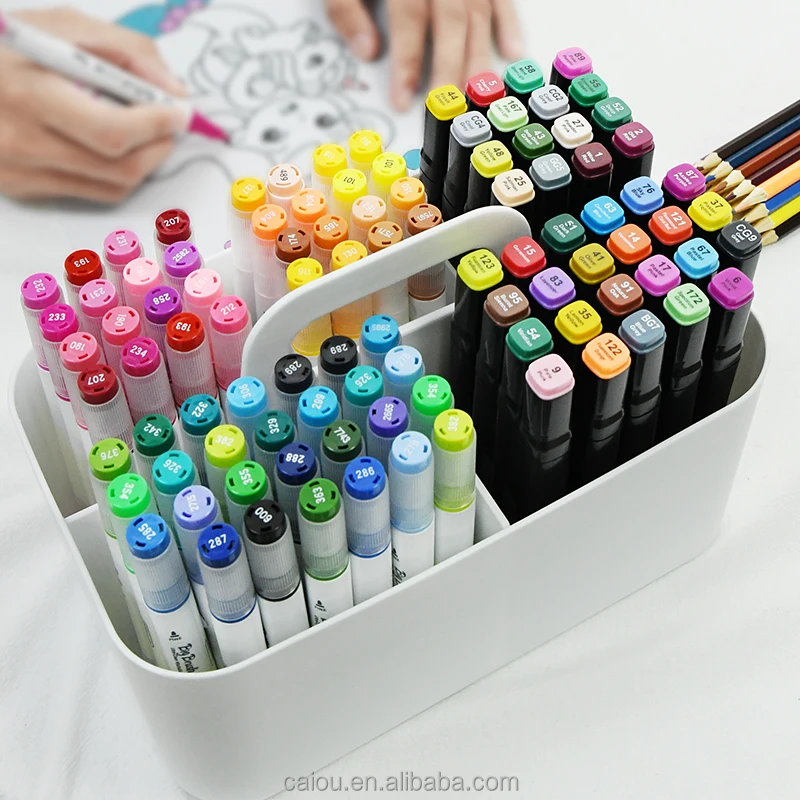 Marker Organizer Handheld Multi-compartment Pen Holder Large Capacity Desktop Cosmetic Storage Basket
