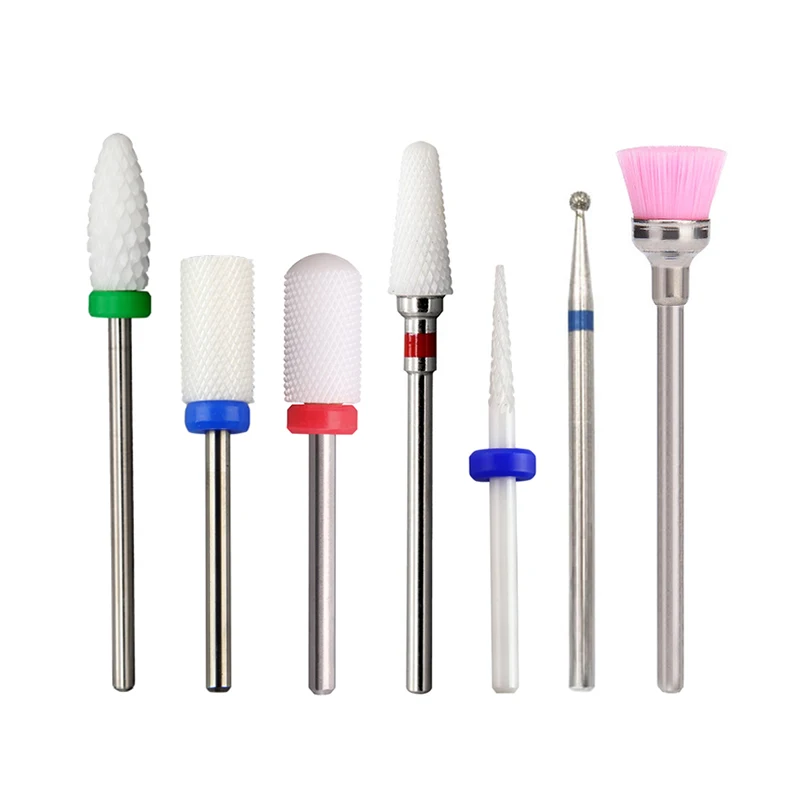 Wholesale 7Pcs Professional Ceramic Nail Drill Bits Nails E File Drill Bits Sets Cuticle Remover Bits for Manicure Pedicure