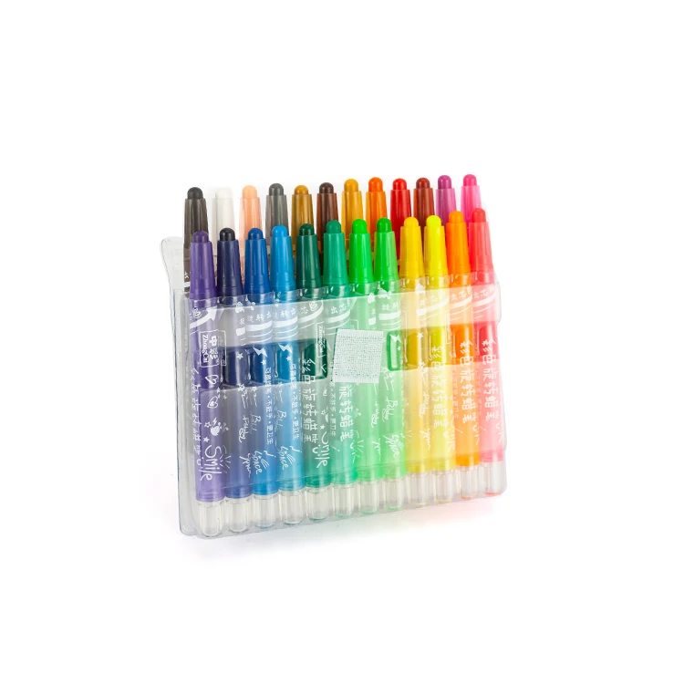 Factory Customization Fancy 24 Color Non Toxic Twist Plastic Rotation Silky Crayon Smooth Drawing Crayon