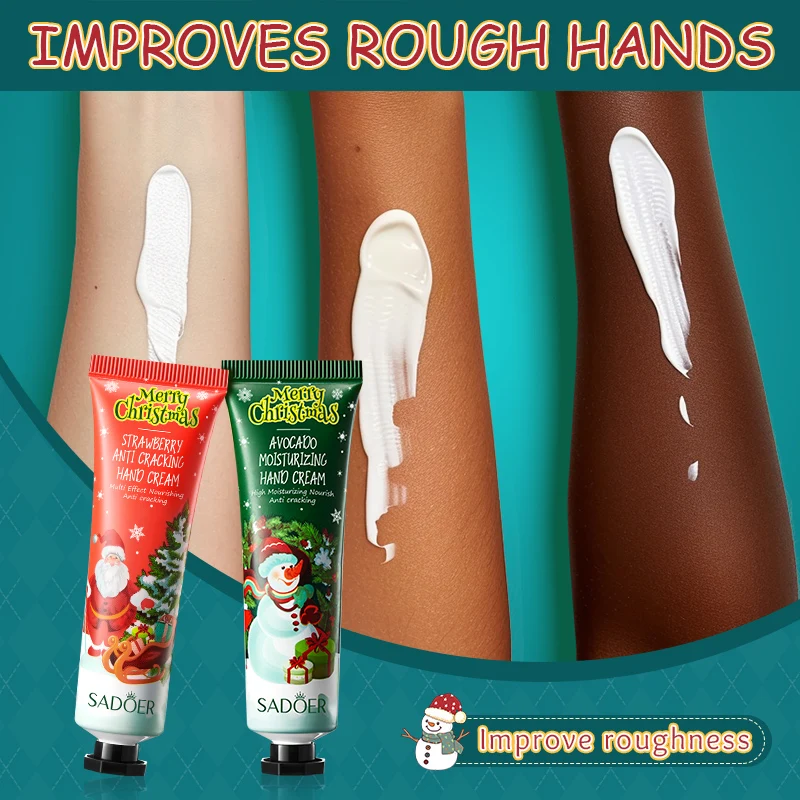 Wholesale Beauty Products SADOER Christmas Hand Cream and Lip Balm Gift Set Moisturizing Mini Hand Cream & Lotion for Women