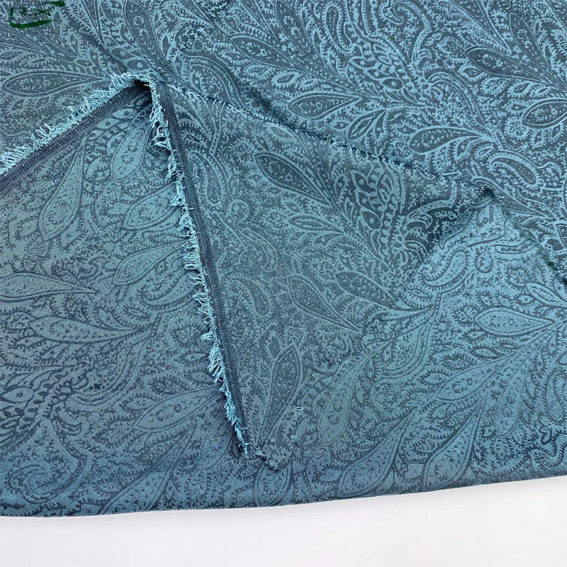 custom wholesale high quality luxury polyester silky floral satin tapestry material woven fabric for dress
