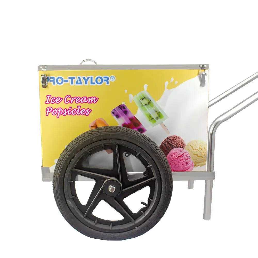 Ice Cream Sales Mobile Ice Cream Hand Push Cart With Display Freezer Ice Cream Vending Carts