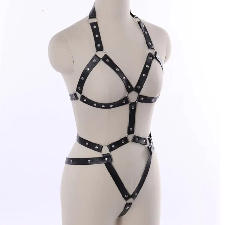 Professional Manufacturer Belted Dance Festival Carnival Costumes Punk Goth Women Harness And Leash Set