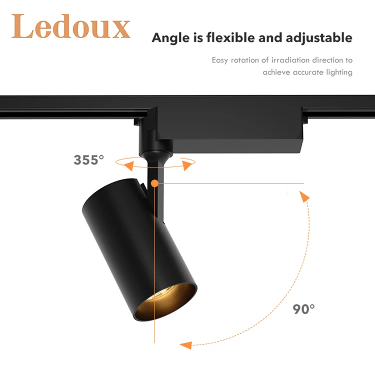 LEDOUX High Power Adjustable Rail System 3000K 3500K 4000K Indoor Lighting Track 35W 45W Track Light