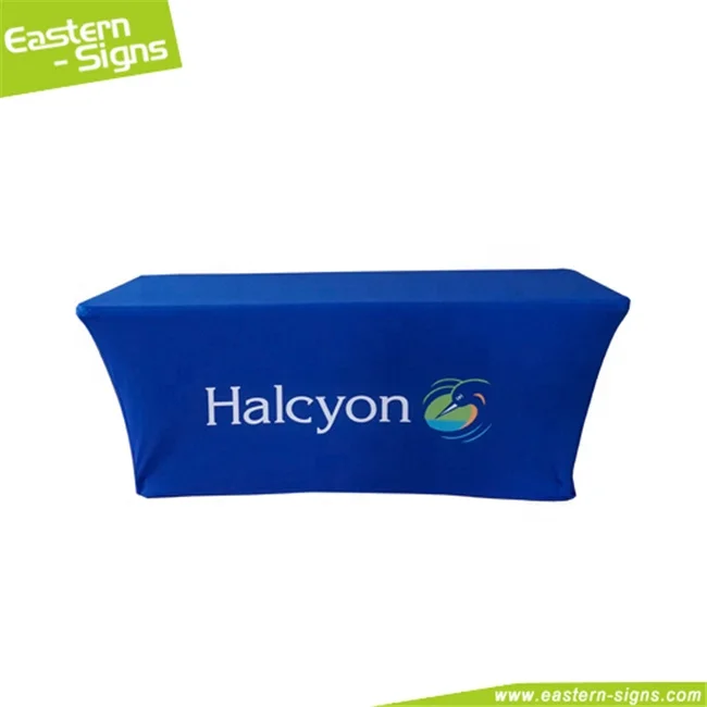 Flame retardant 100% polyester fabric stretch advertising trade show table cover for promotion