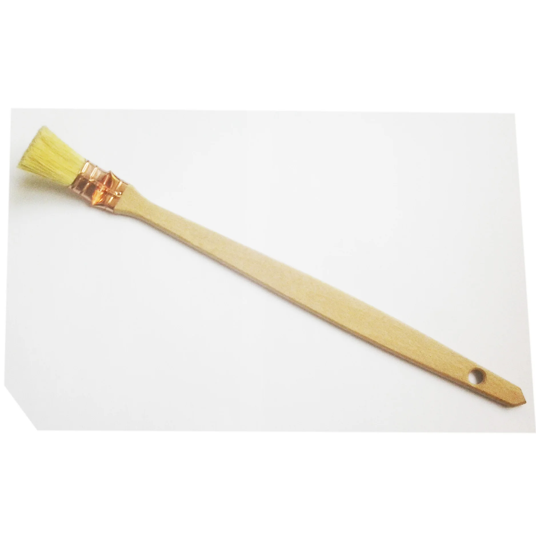 French Type Brass Plated Bent Angle Ferrule Mixed Wire Long Wood Handle Radiator Clean Paint Brush