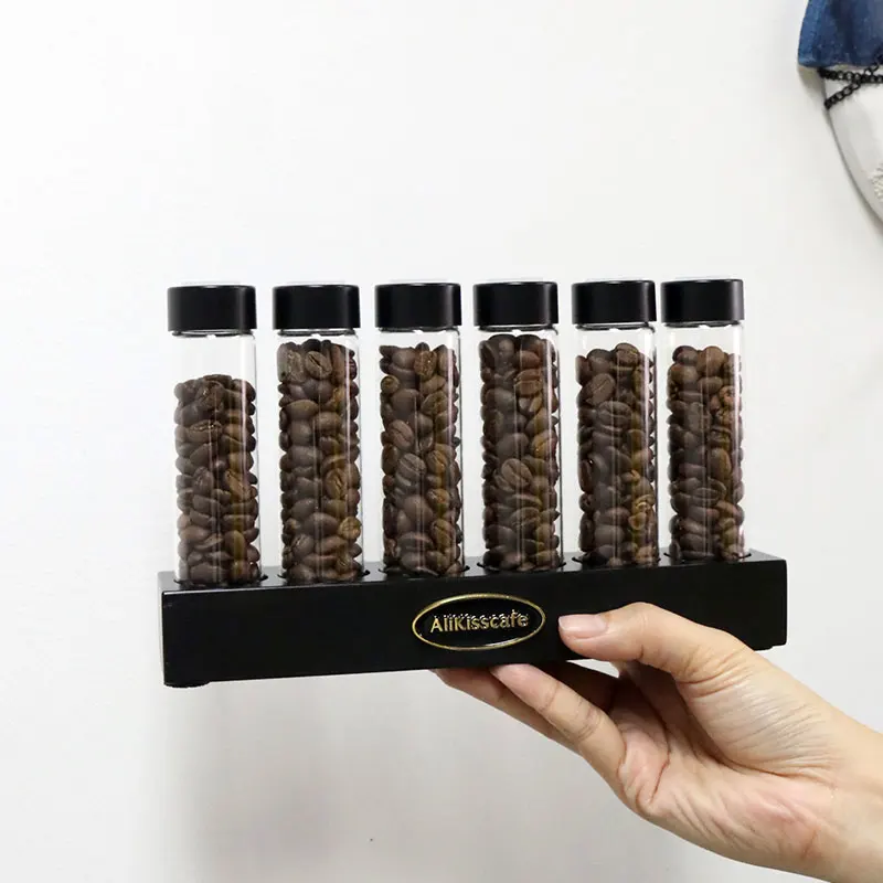 Single Dose Glass Jars Containers Airtight Sealed Borosilicate Aroma Valve 12 Holes Espresso with Coffee Bean Glass Tub