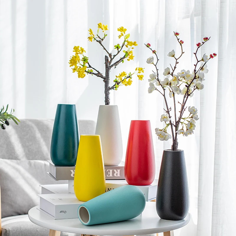 Modern Minimalist Ceramic Porcelain Flower Vases Colorful Vase Suite For Home Decor Table Decorative