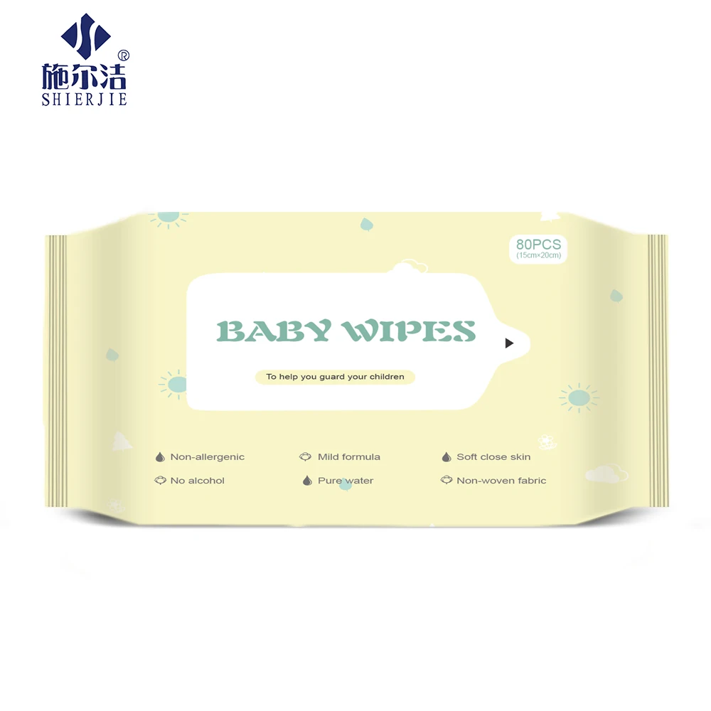 
China Factory Price OEM 80pcs Free Sample Natural Soft Water Baby Wipes 