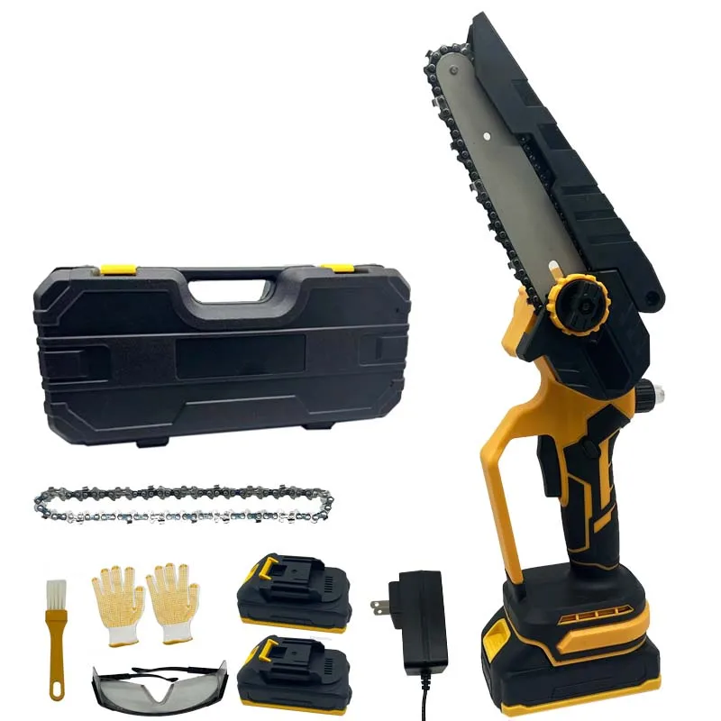 6INCH Cordless Portable Mini Chainsaw with Battery Powered Electric Saw for Household Garden Works