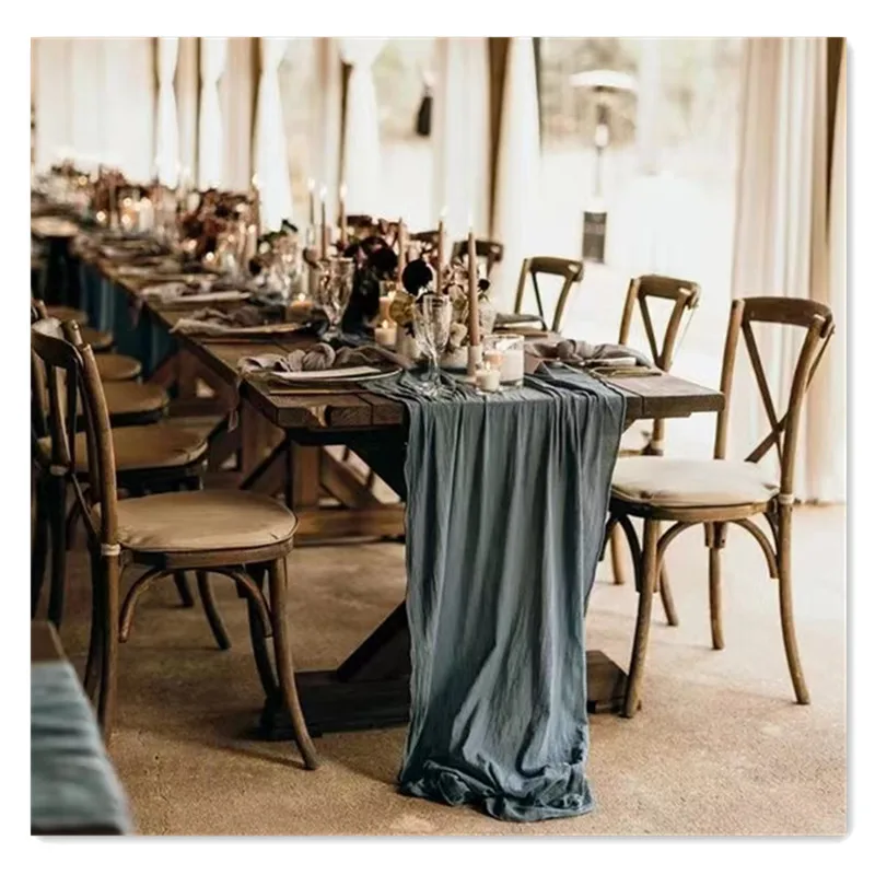Оптовая продажа из хлопка и льна Марля скатерть для вечеринки Украшение Стола Настольная дорожка хлопок марля