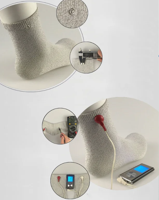 Anti bacterial anti odor sock Compatible with Most TENS/EMS Machine Units conductive socks