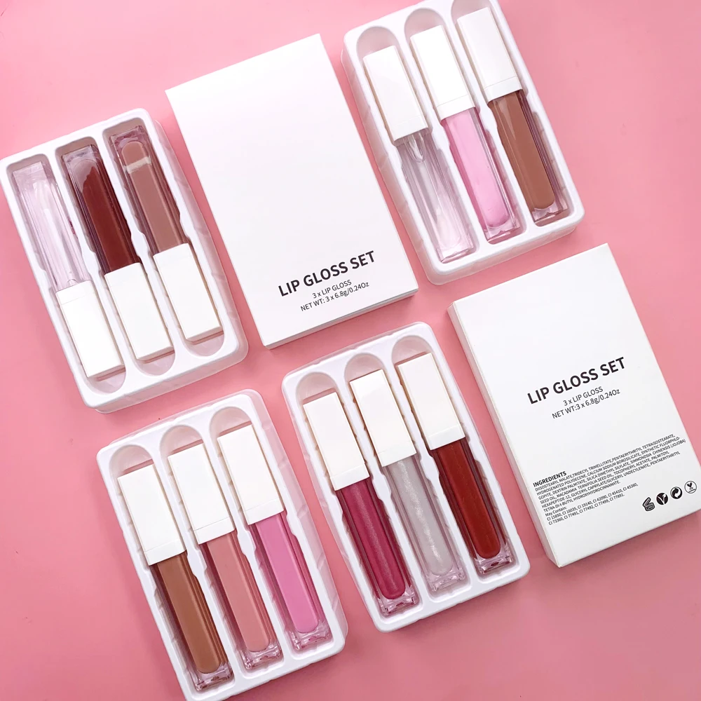 Wholesale makeup lip gloss set cosmetics shimmer clear lip gloss private label lipgloss set