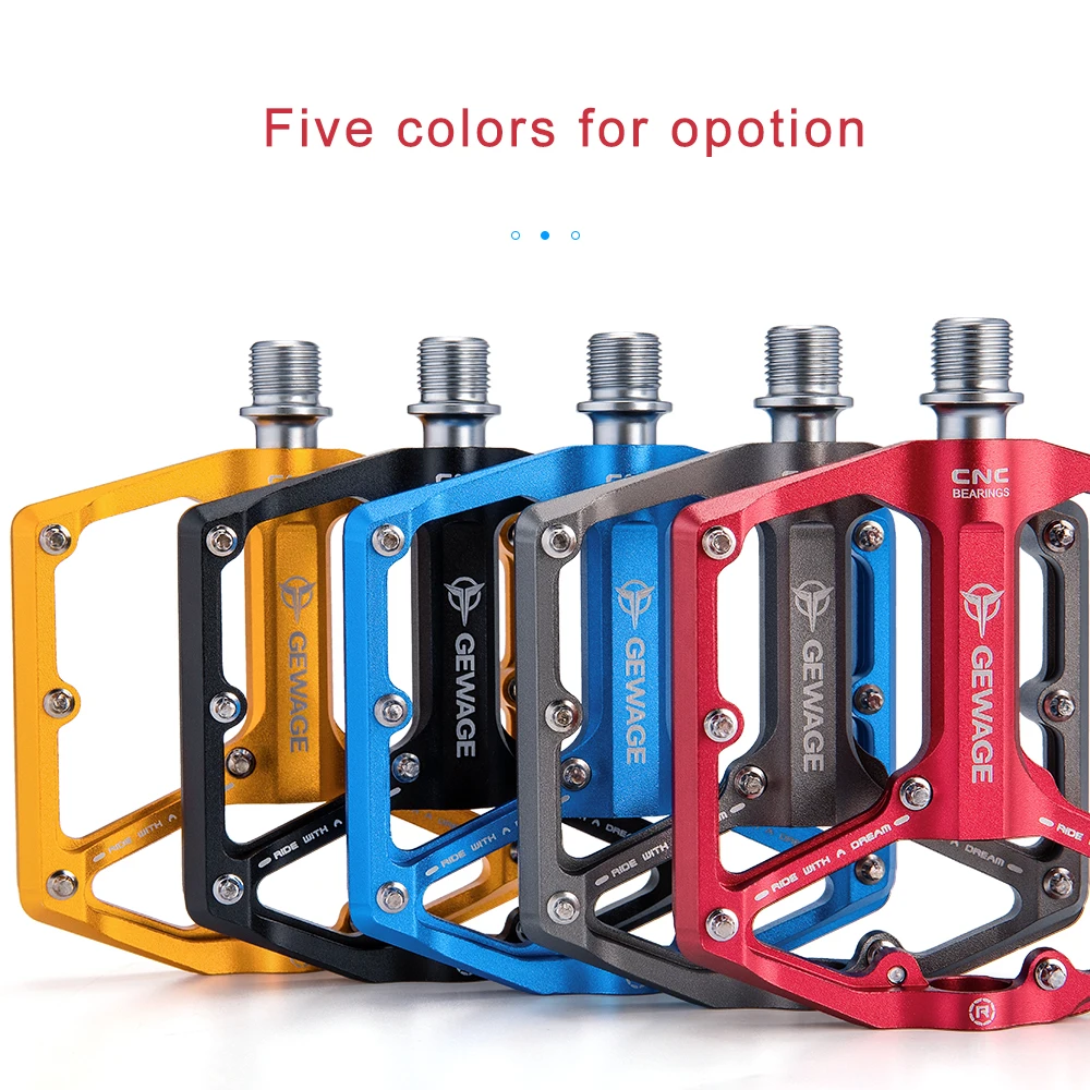 GEWAGE MTB bike pedal aluminum alloy 3 Bearings Widen Anti-slip Bicycle Pedals