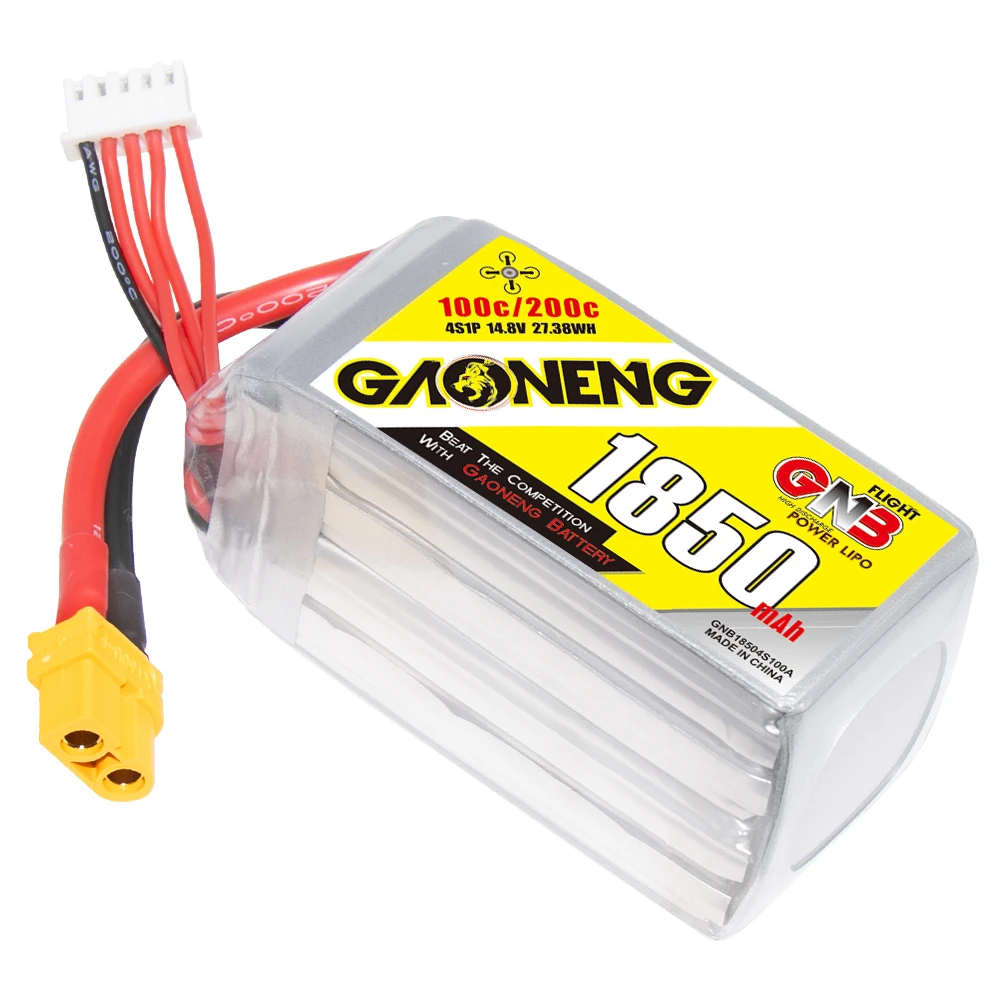 GNB GAONENG 1850mah 4S 14.8V 100C 200C XT60 RC FPV Drone LiPo Battery Pack Graphene Light Weight Long Range