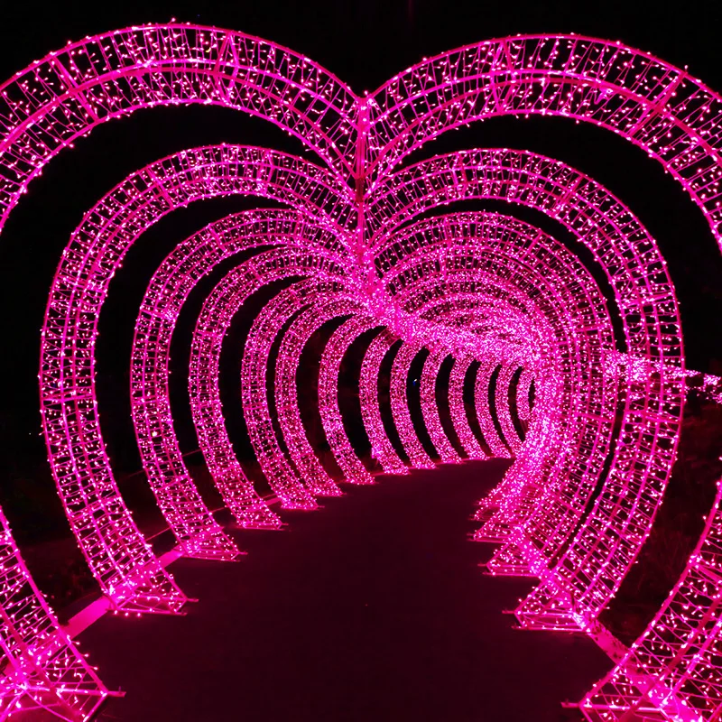 Outdoor 3D Led Christmas Heart-shaped Arch Lighting Tunnel Commercial Grade Exterior Winter Wonderland Christmas PVC 20 Snowman