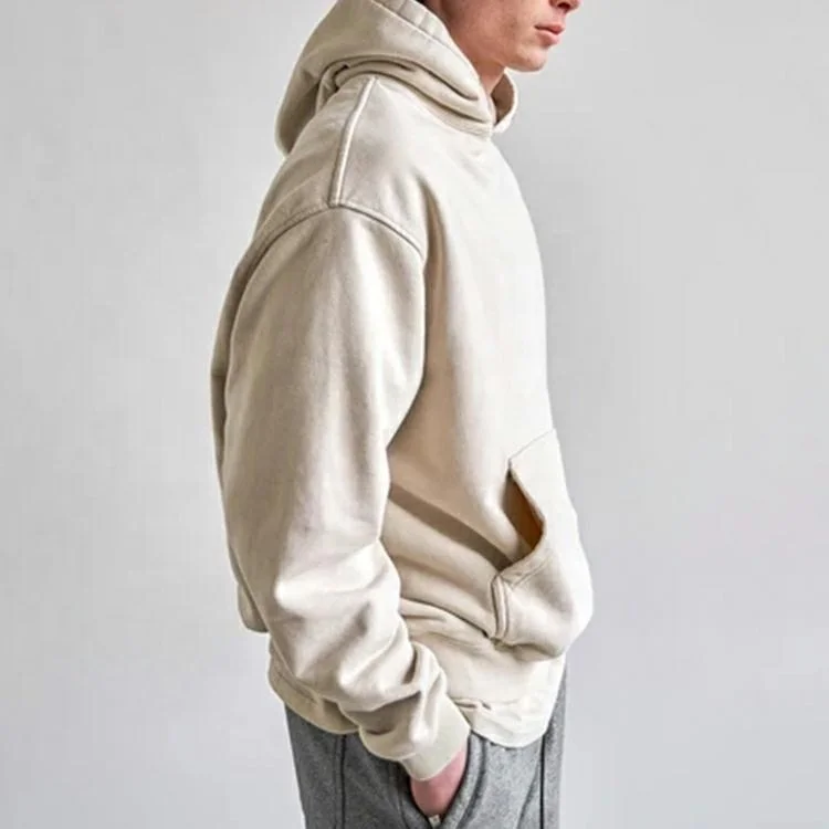 Heavyweight Baggy Oversized Fleece French Terry Hoodie Luxury 100% Cotton Custom Snap Button Pullover Essentials Hoodie