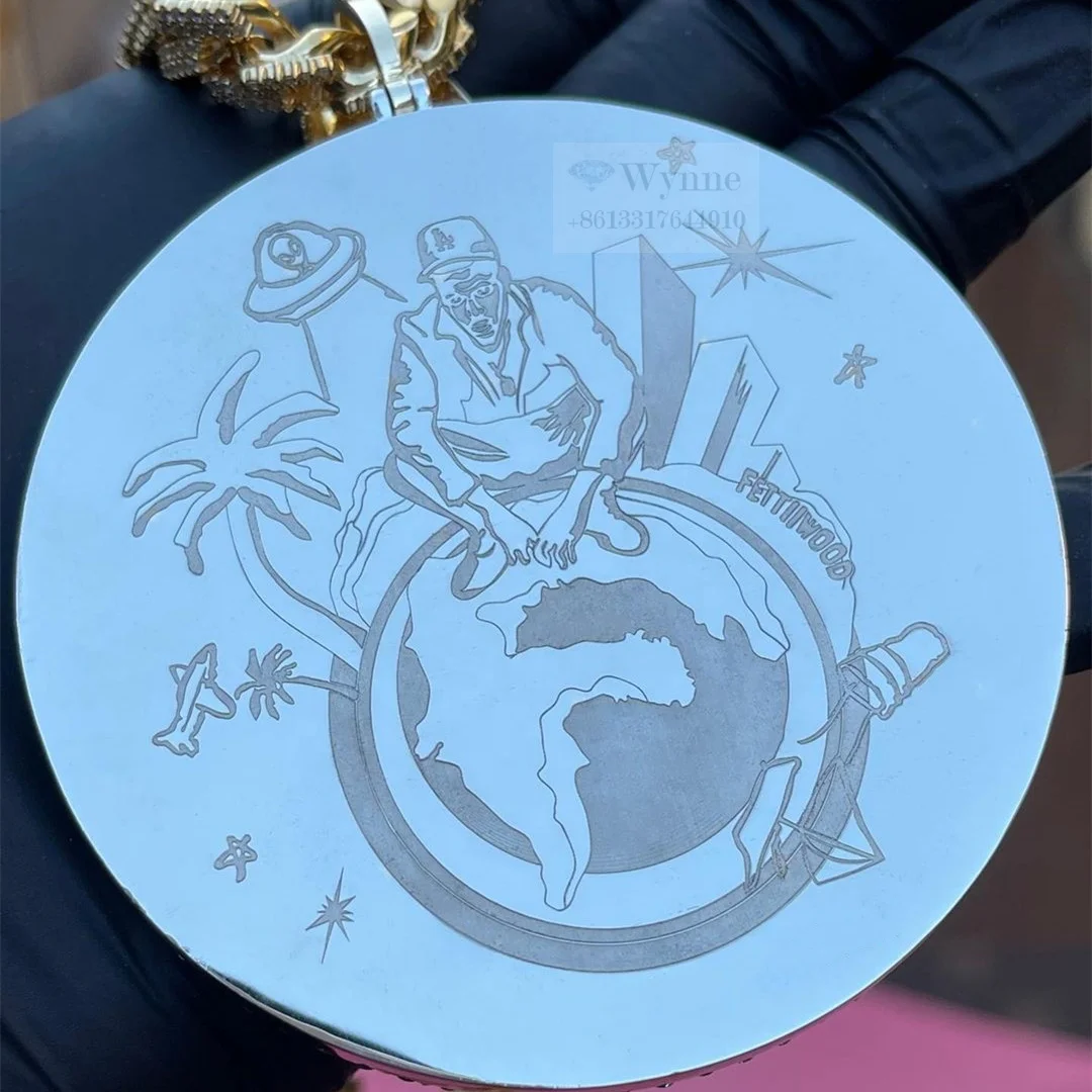 Custom 3D Baguette Money Bag Bail Bussdown Iced Out Moissanite logo Pendant