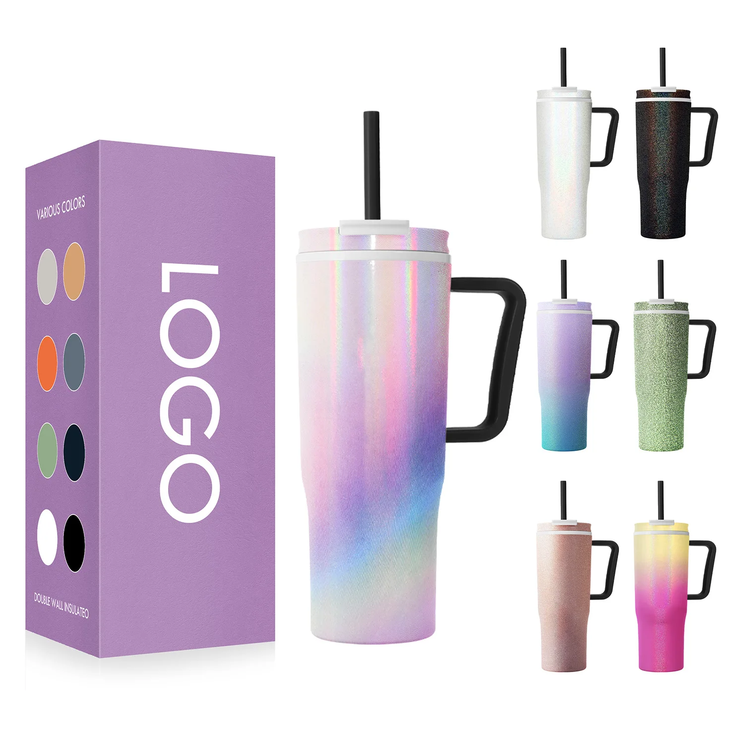 ANSHENG Custom 40 oz stainless steel double wall vacuum metal cup travel coffee mug 40oz tumbler with handle