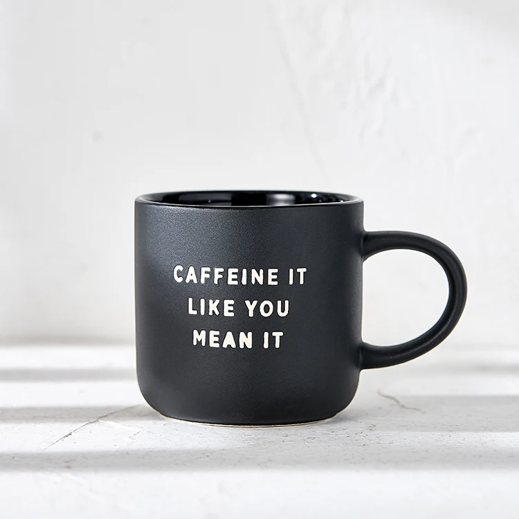 Wholesale gift set christmas matte black nordic 300ml tea cup custom coffee ceramic mugs with logo