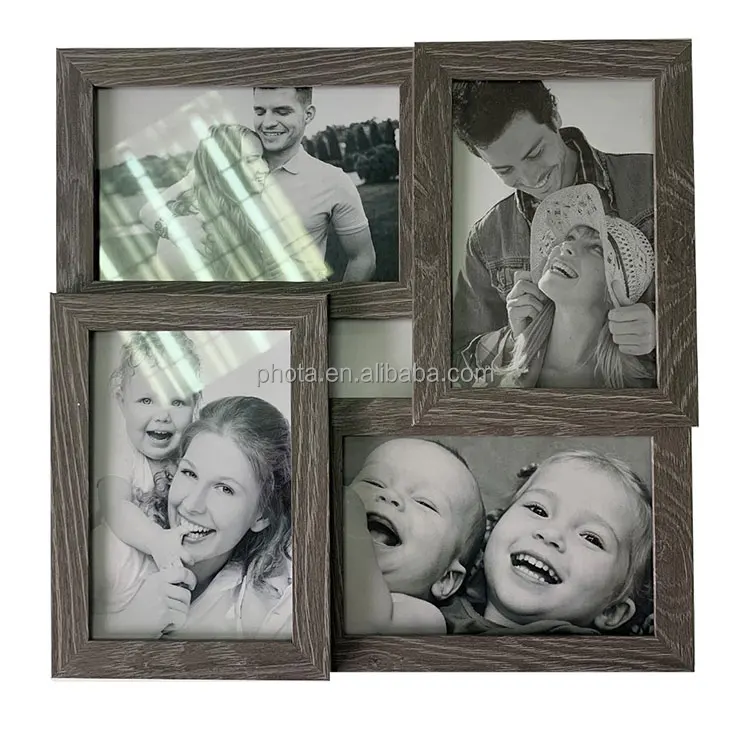 4x6 Collage Picture Frame with High Definition Glass Display 4-opening Family Multi Photo Frames for Wall Hanging