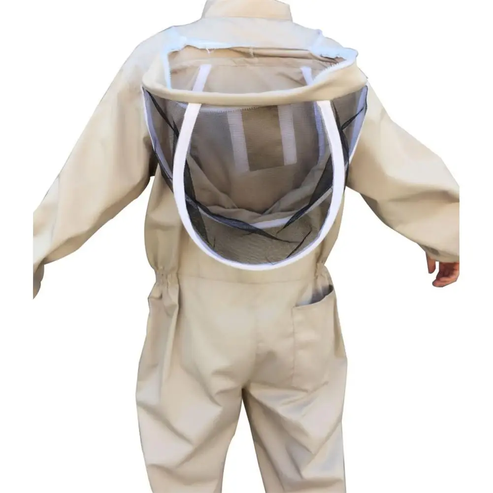 New Professional Ventilated Full Body Beekeeping Bee Keeping Suit with Leather Gloves Coffee Color