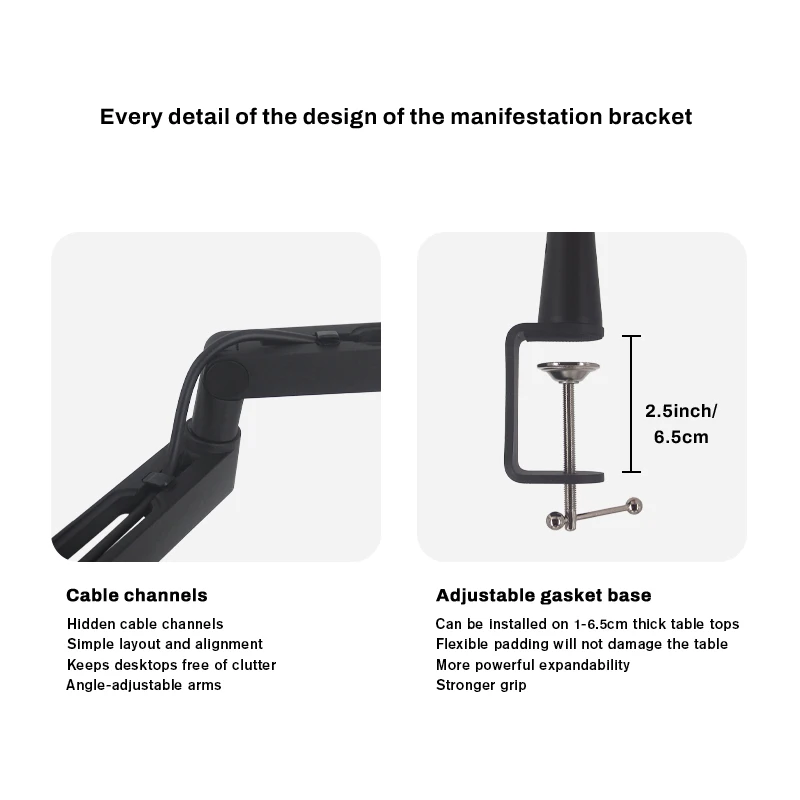 Gooermi MS600 Mic Arm Stand LP Microphone Stand Low Profile Microphone Arm Adjustable For Podcast/Streaming/Gaming
