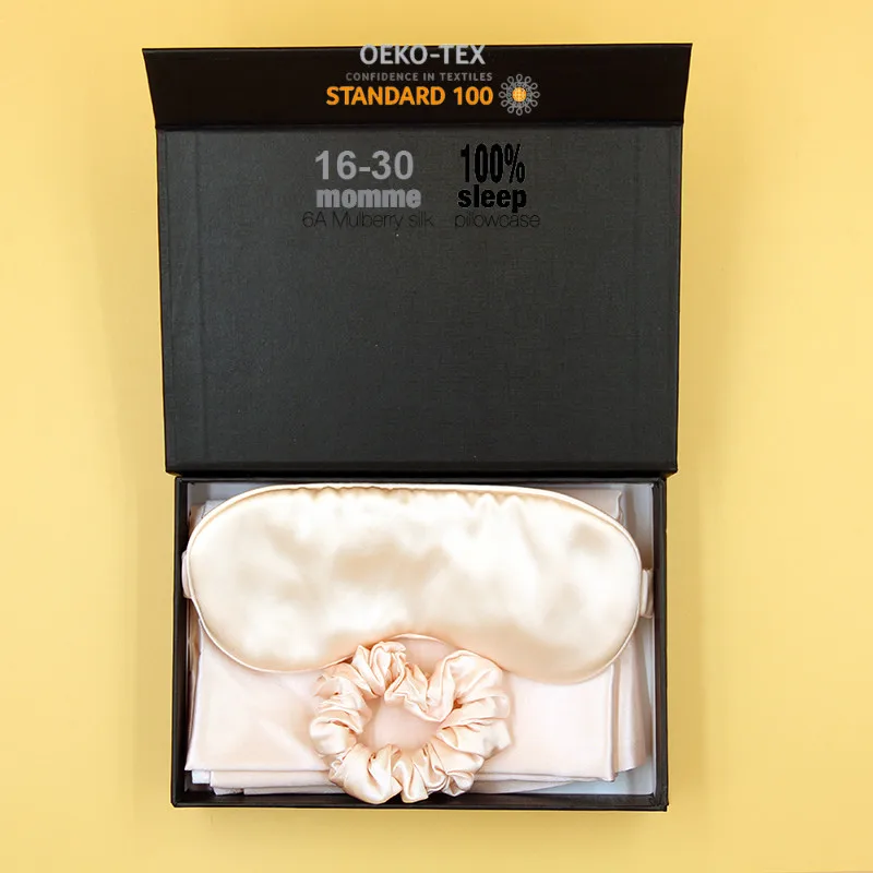 
2021 Новый 6А частная этикетка наволочка розовый 19 мм шелковый наволочка для волос с наволочкой ящик 