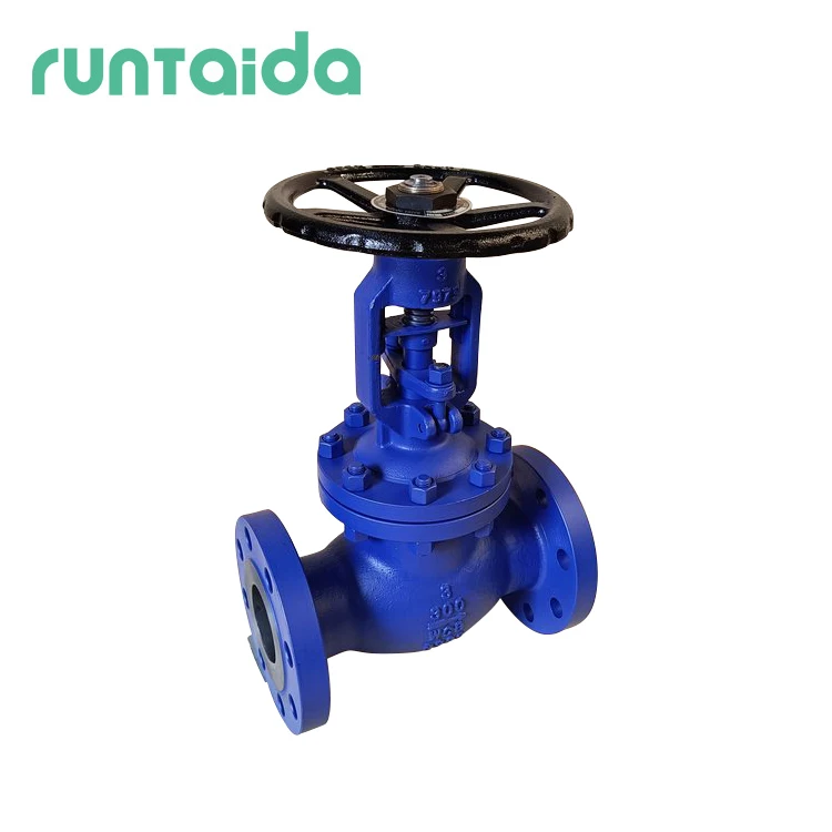 ANSI PN16 PN25 WCB cast iron manual flanged stem bellow seal globe valve