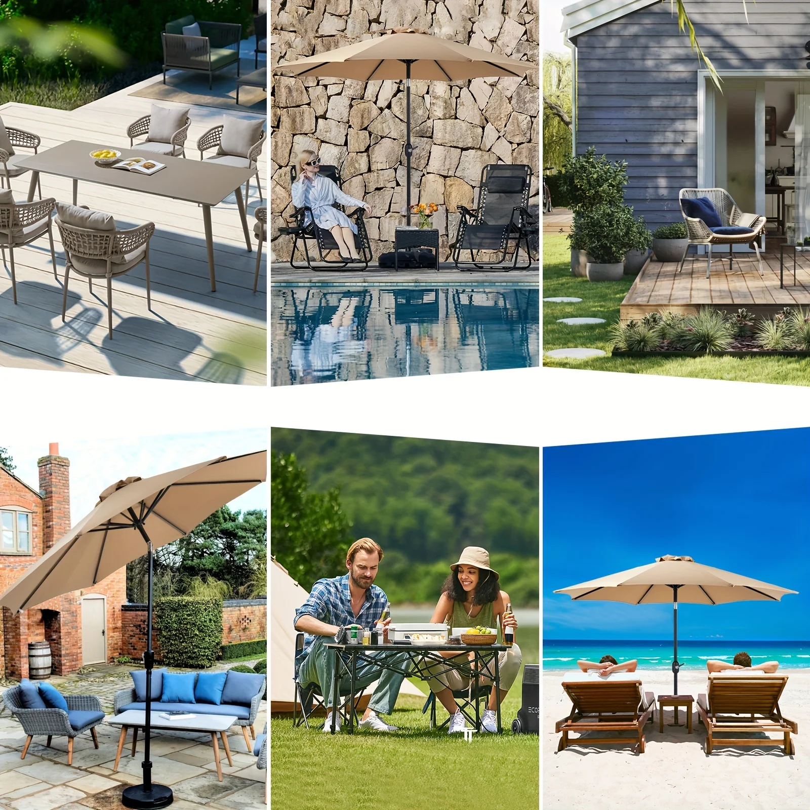 Outdoor Patio beach Umbrella 8 Iron Umbrella Ribs Robust Metal Construction garden yard farm fishing camping sunshade umbrella