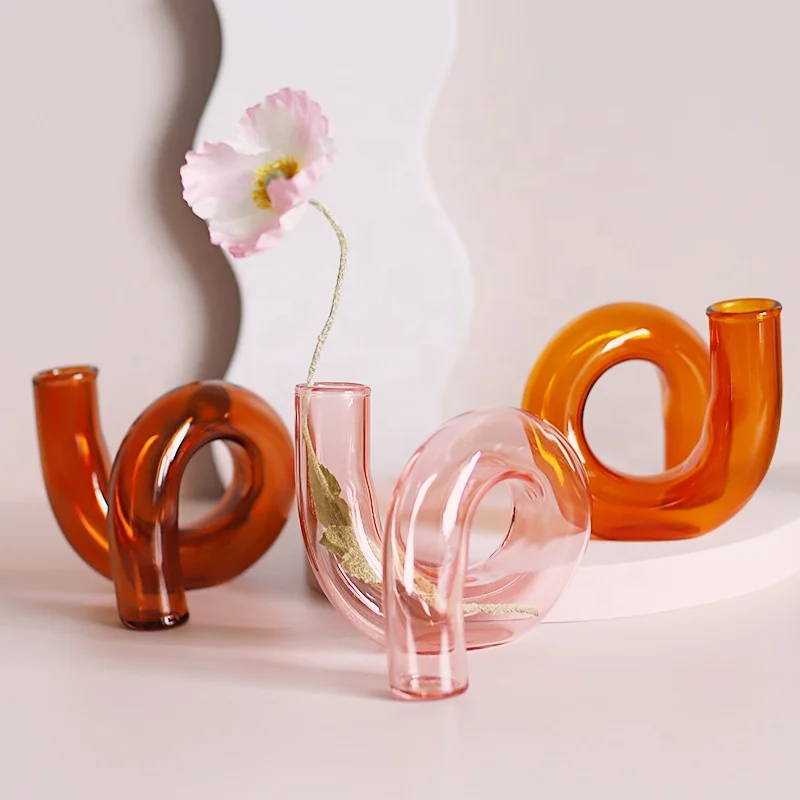 Creative Twisted Glass Vase Hydroponic Bottle Candlestick Flower Pot for Home Decor