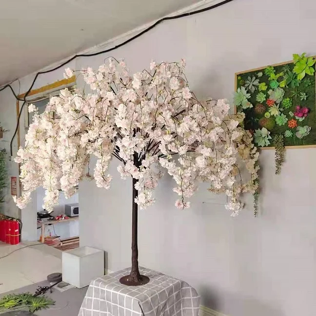 SNTL32501 cheap white pink red 6f 8f indoor wedding decoration Sakura Table artificial extend fabric outdoor cherry blossom tree