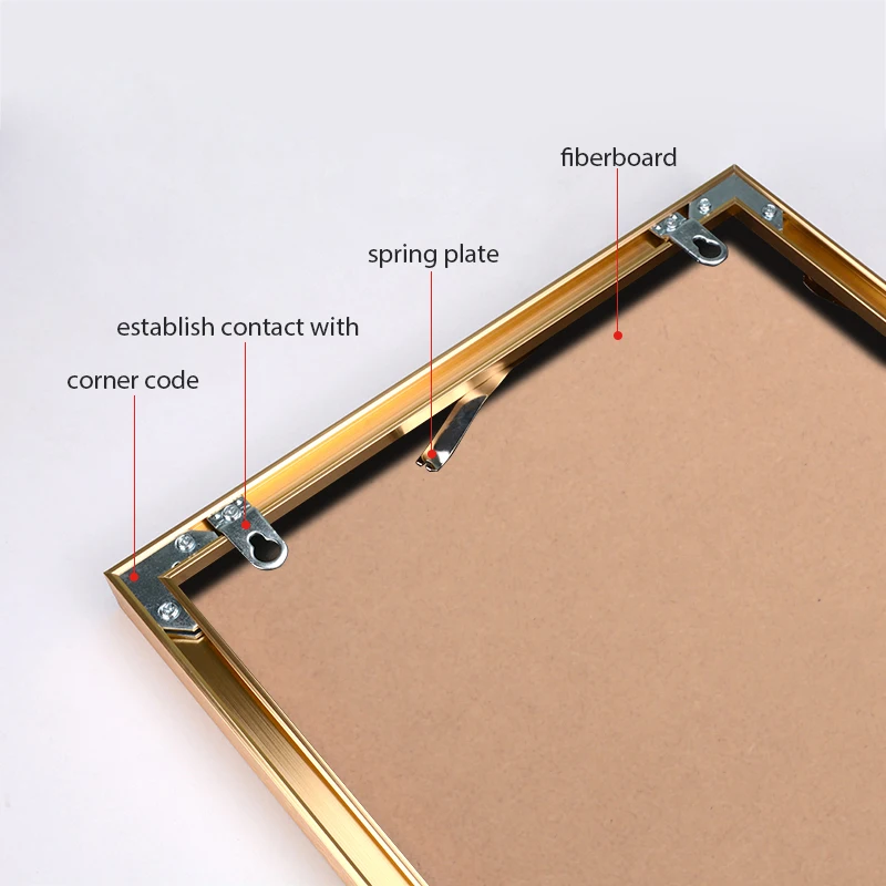 Custom size wall A3 A4 aluminium metal photo frame with acrylic glass and back panel