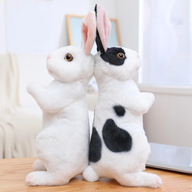 custom new plush easter rabbit plush stuffed animal soft cartoon toy bunny stuffed white gray simulation rabbit toy