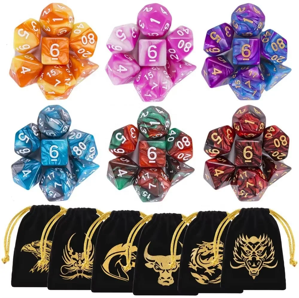 Customized Personalized Black Velvet Durable Drawstring  Printed Dice Bags With Satin Lining