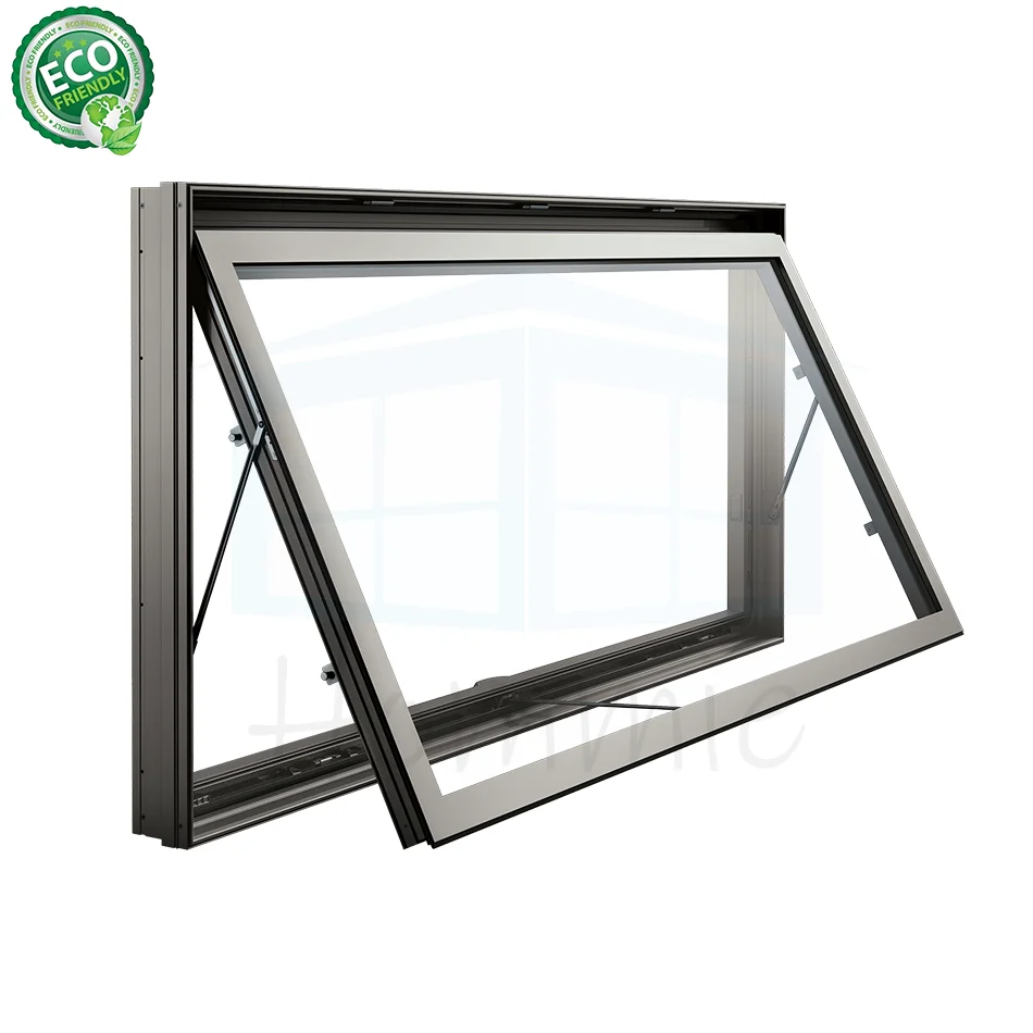 Australia As2047 French Modern Tempered Glass Commercial External Windows Double Glazed Awning Window