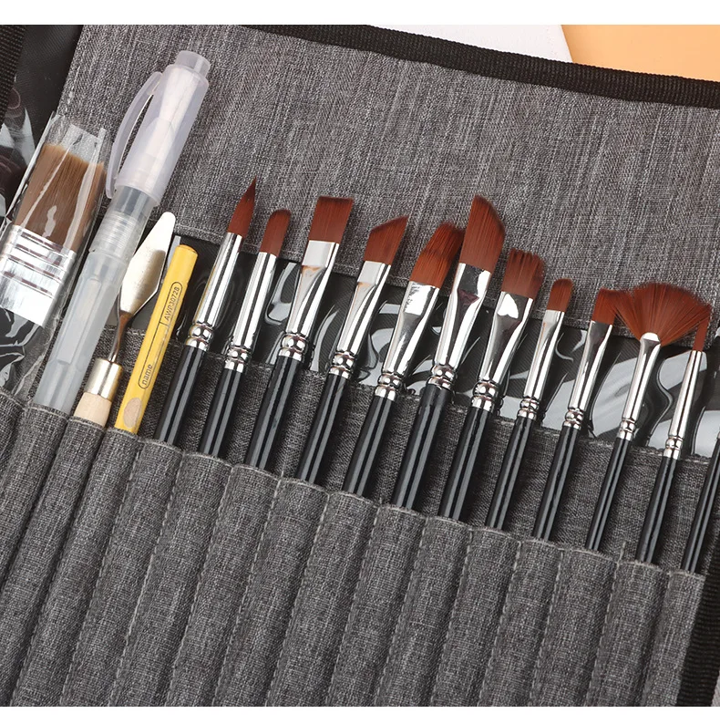 Painting Supplies Artist 16 Piece Paint Brush Set Art Painting Brushes With Nylon Hair For Acrylics And Oils