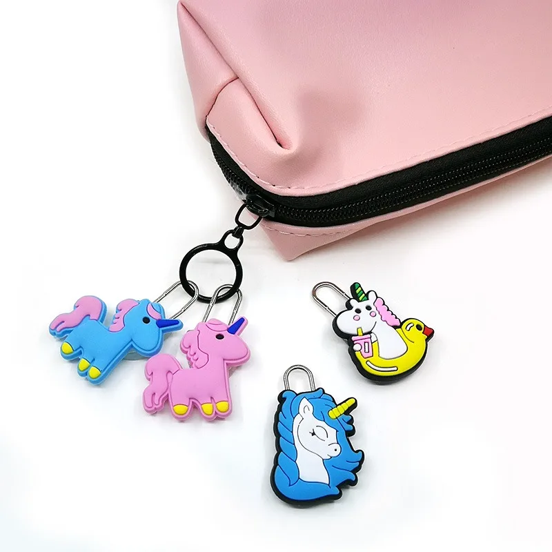 custom PVC Zipper slide cute colorful horse cartoon Zipper pull Replacement Clip Broken Buckle Fixer for Travelling bag handbag