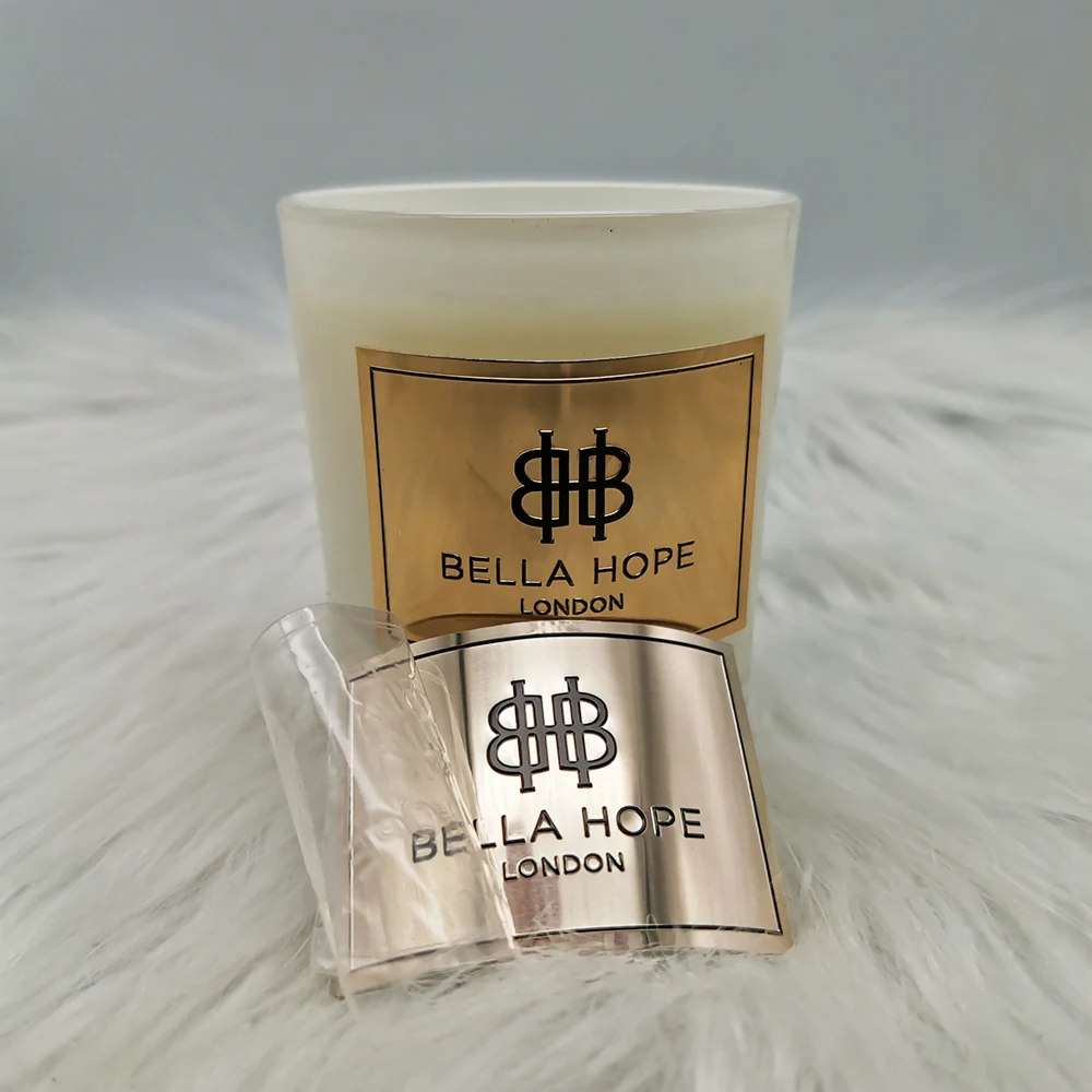 Custom Logo Sticker Metal Private Label Candle Luxury Label Sticker Aluminum Bottle Metal label