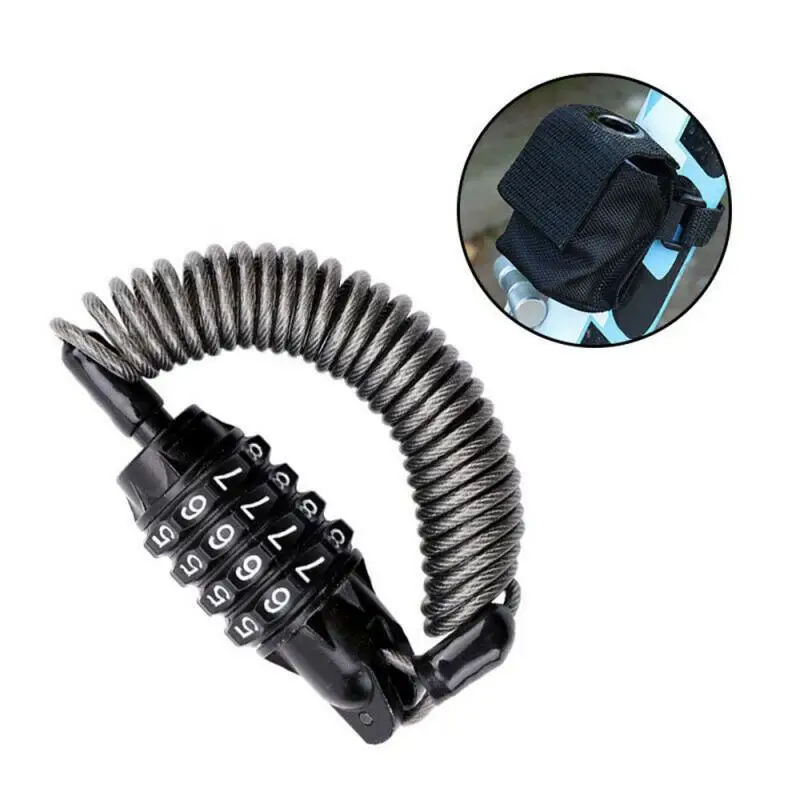 Universal Motorcycle Helmet lock 4 Digit Password Anti-theft Security Rope Steel Wire Lock Reminder Cable Motorcycle Accessories