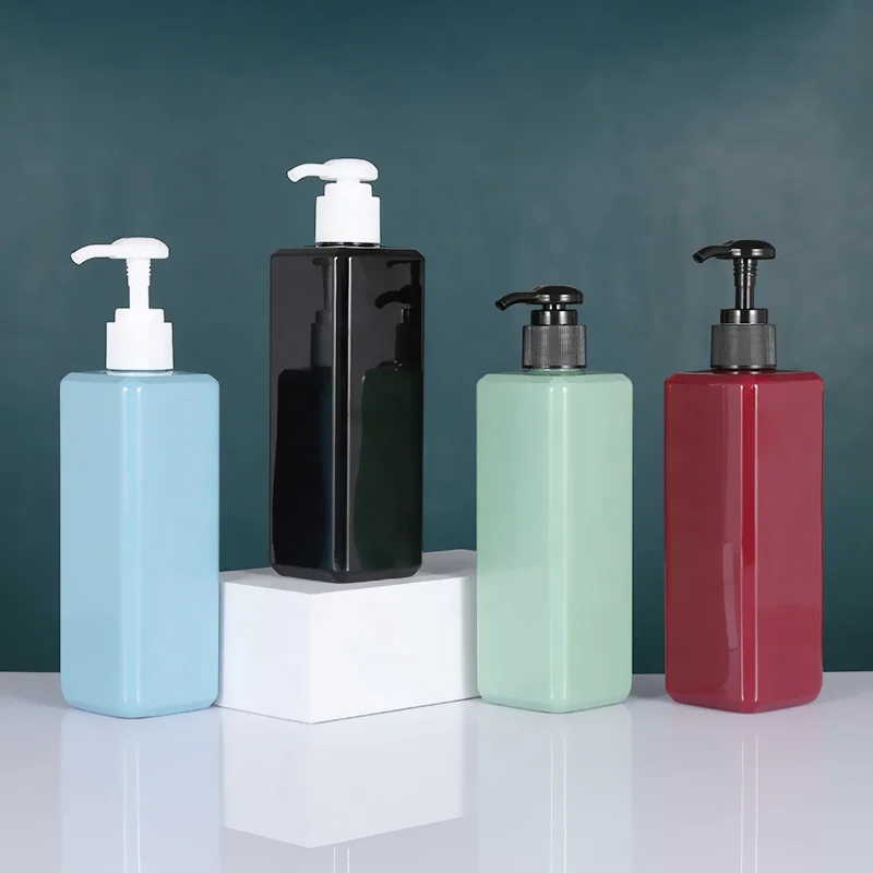 Luxury Shampoo square packaging 250ml Plastic PE Lotion Pump Shampoo Refillable Bottle