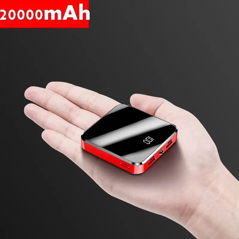  2021 портативная Быстрая зарядка мобильного телефона Powerbank Подарочный карманный цифровой разрядный свет 10000 мАч 20000 Мини Внешний аккумулятор для