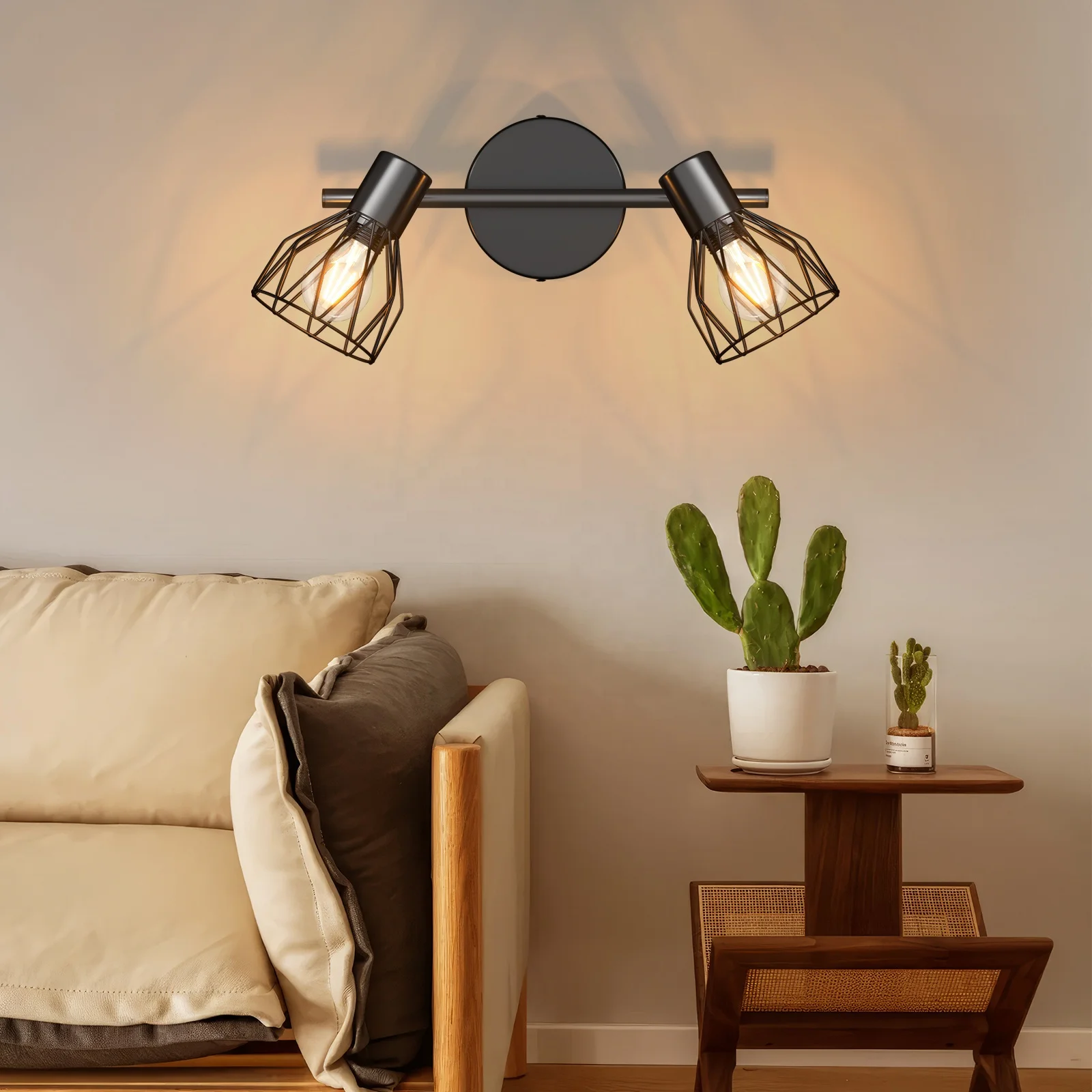 Vintage Wire Cage Ceiling Light Kitchen Light Fittings Spot Light Wall Spotlight for Living Room